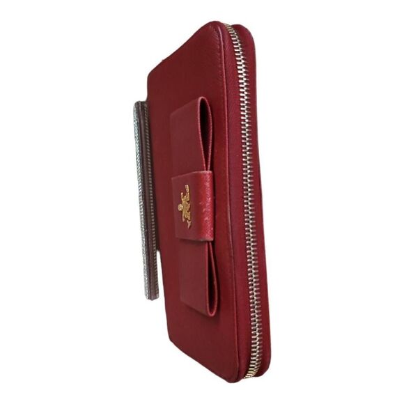 Prada Red Ribbon Wallet with Box and Authentication Card GUC - Picture 3 of 10